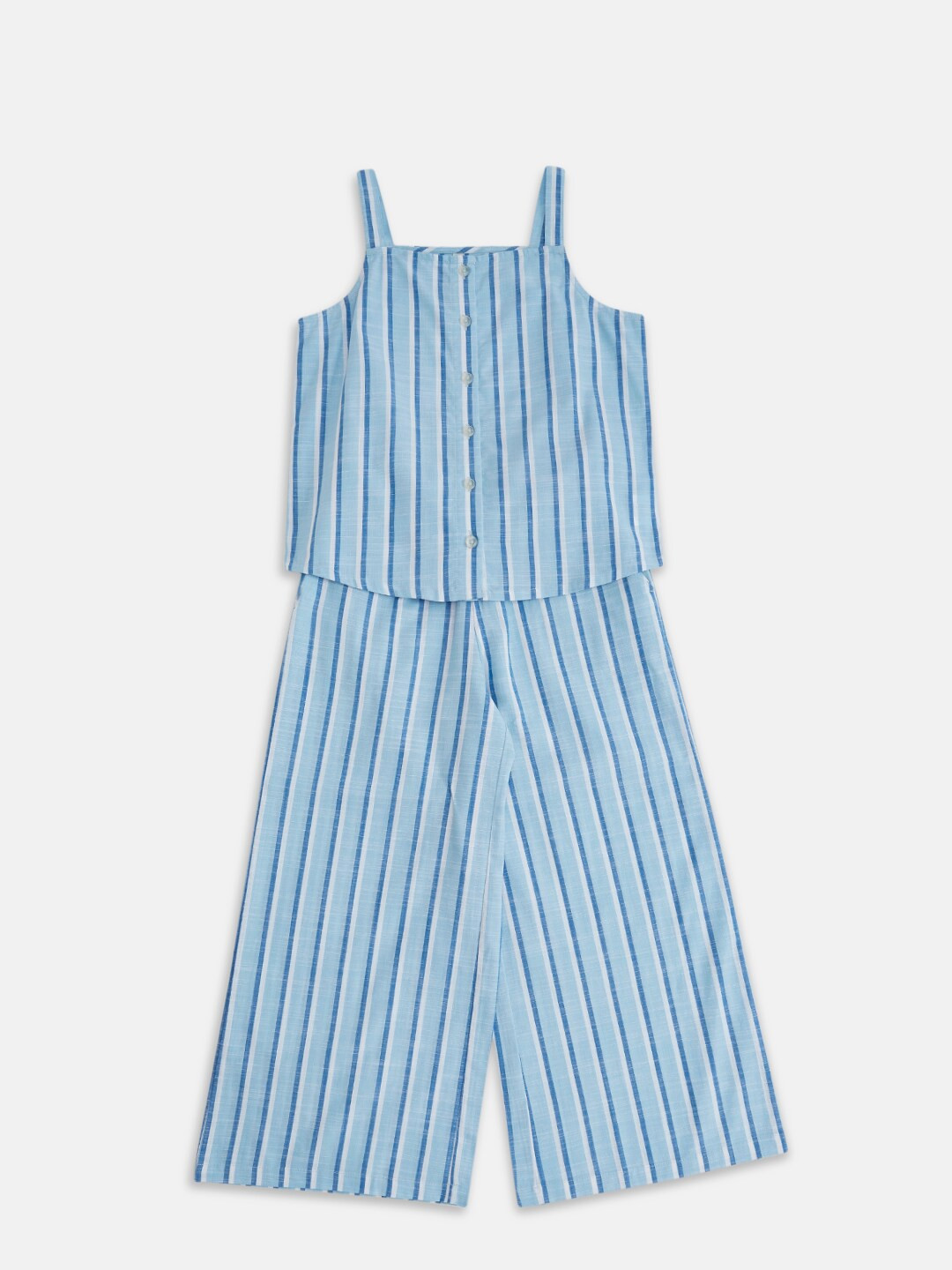 Pantaloons Junior Girls Blue Striped Clothing Set