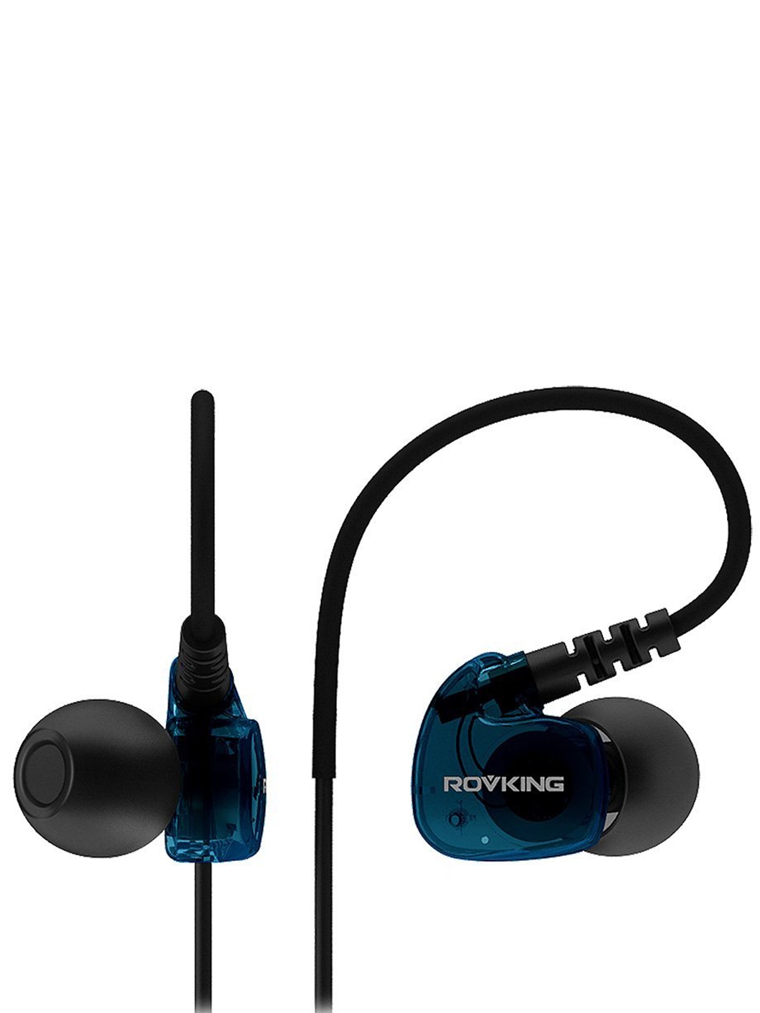 Rovking Black Blue In Ear Wired V1 Mic Sports Earphones