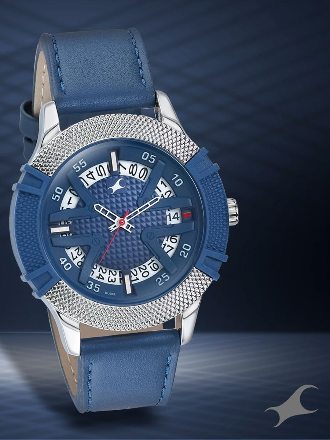 Fastrack Men Blue Brass Dial & Blue Leather Straps Analogue Watch 3223KL01