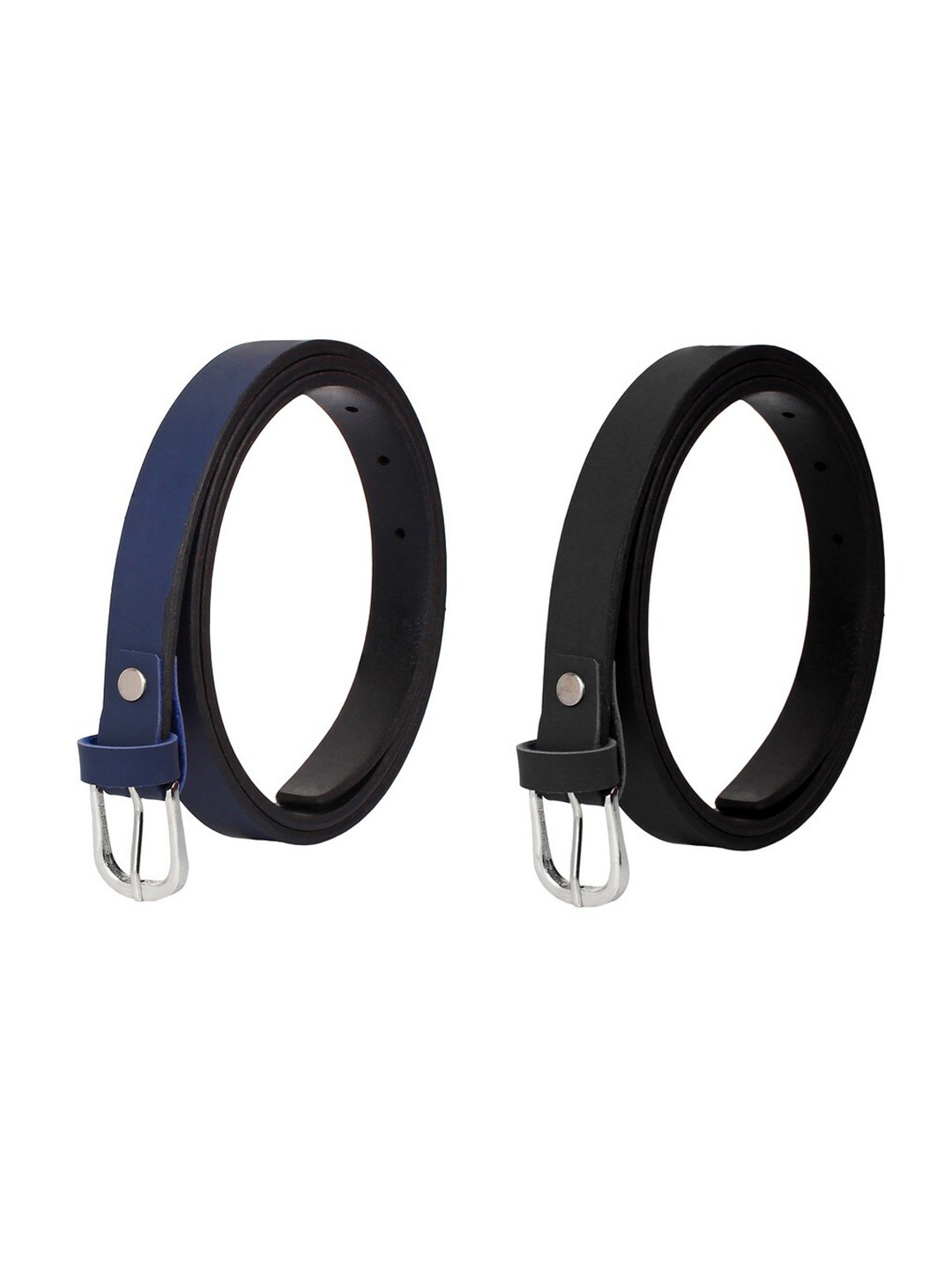 SIDEWOK Women Pack of 2 Black & Blue Belts