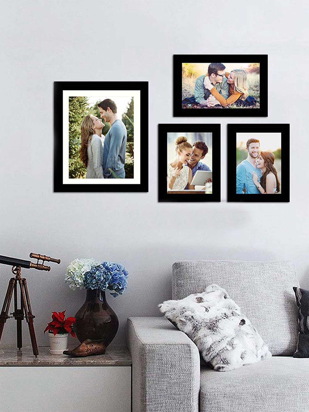 Art Street Set Of 4 Black & White Solid Wall Photo Frames