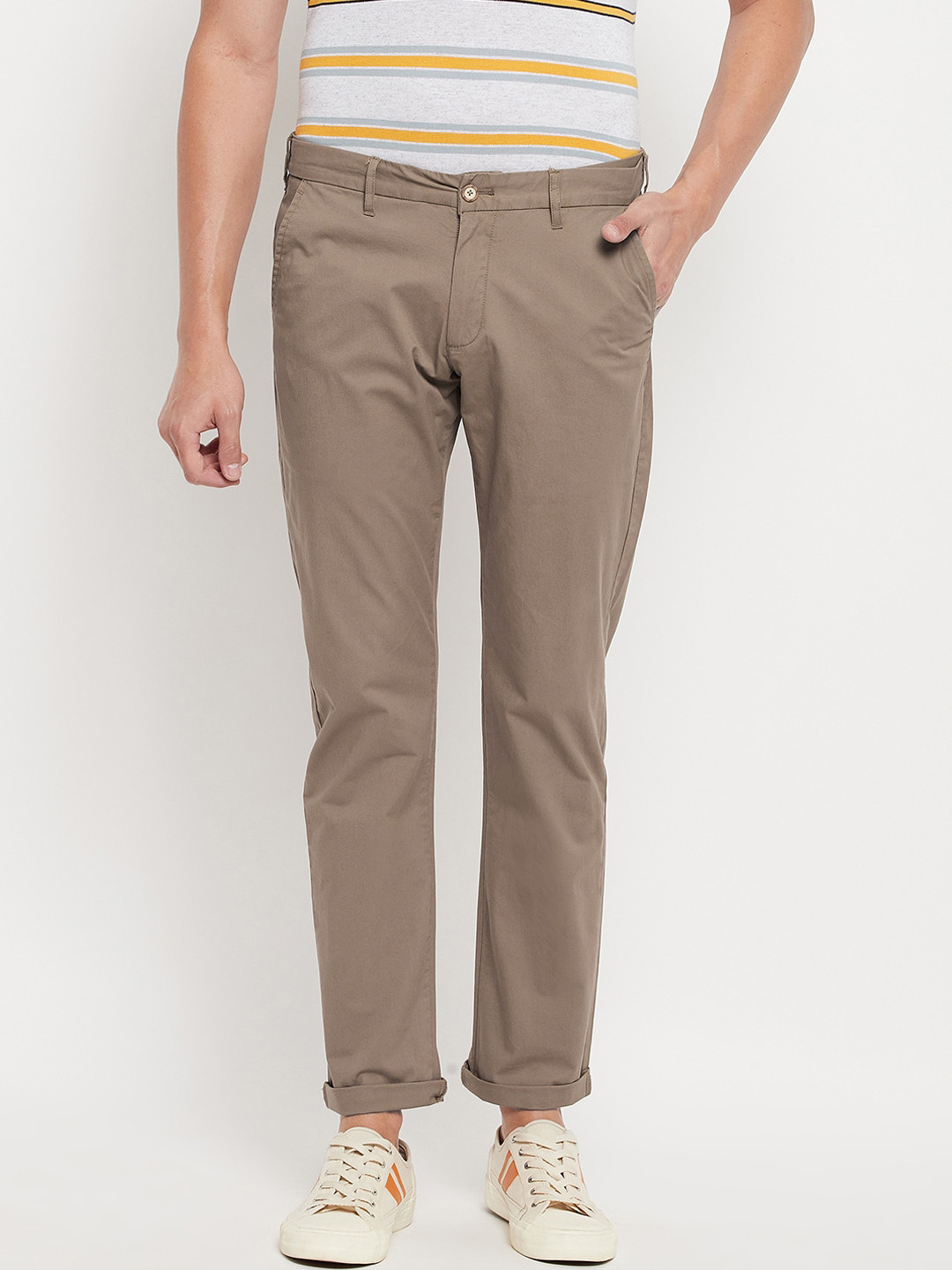 Duke Men Khaki Slim Fit Trousers