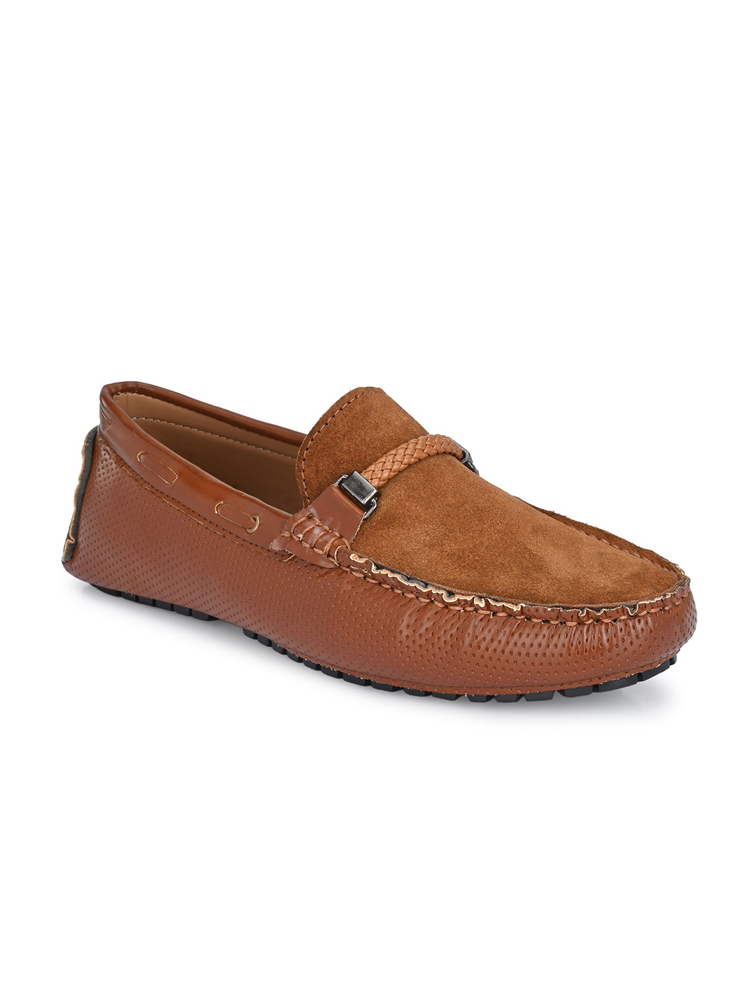 Big Fox Men Brown Textured Suede Driving Shoes