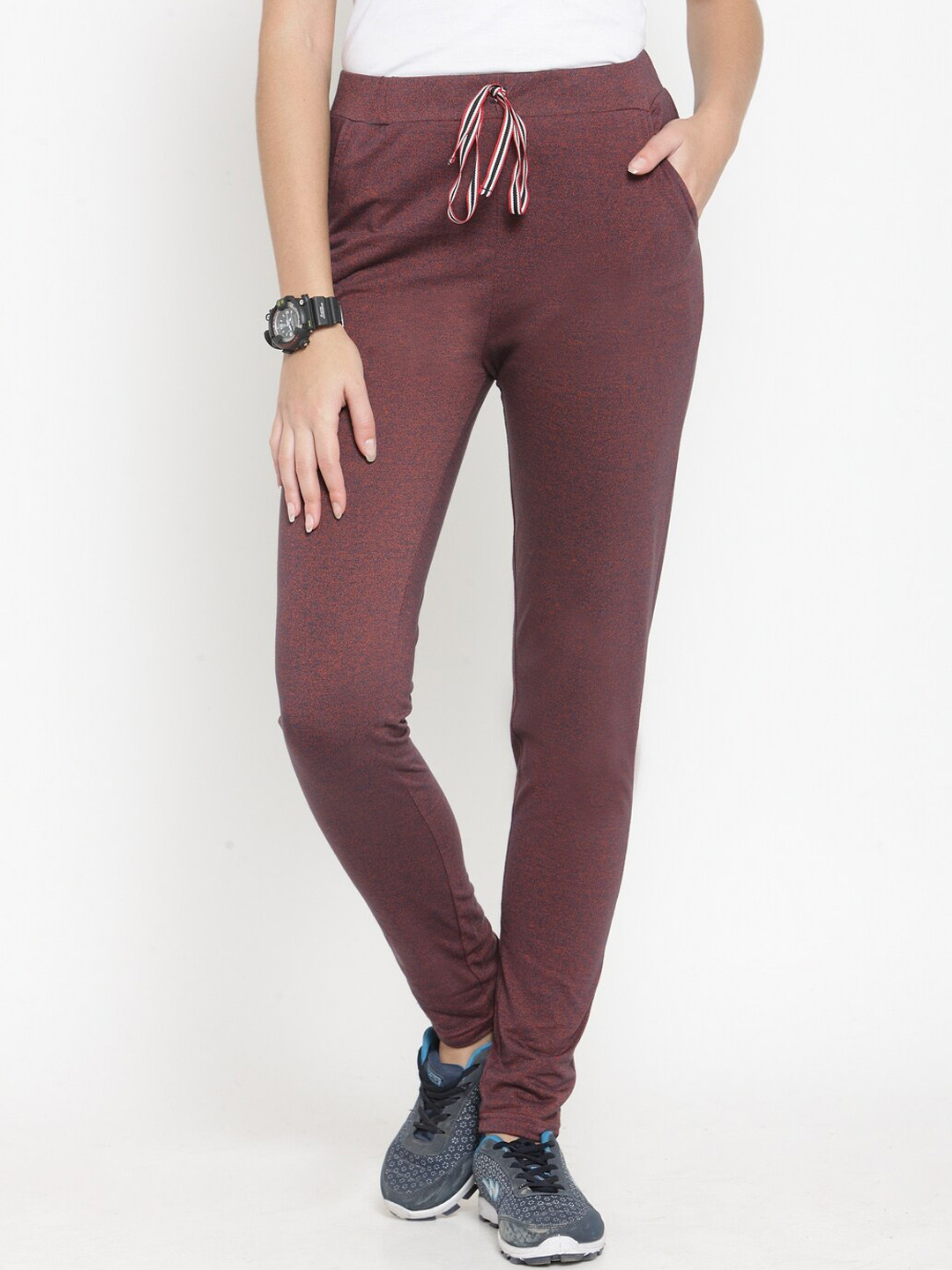 Boston Club Women Maroon Solid Track Pant