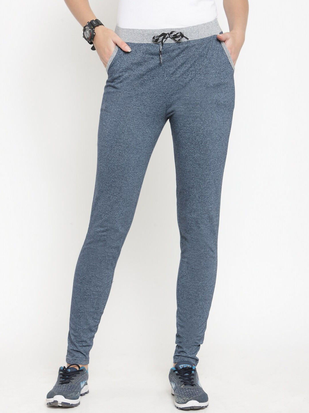 Boston Club Women Blue Cotton Running Track Pant