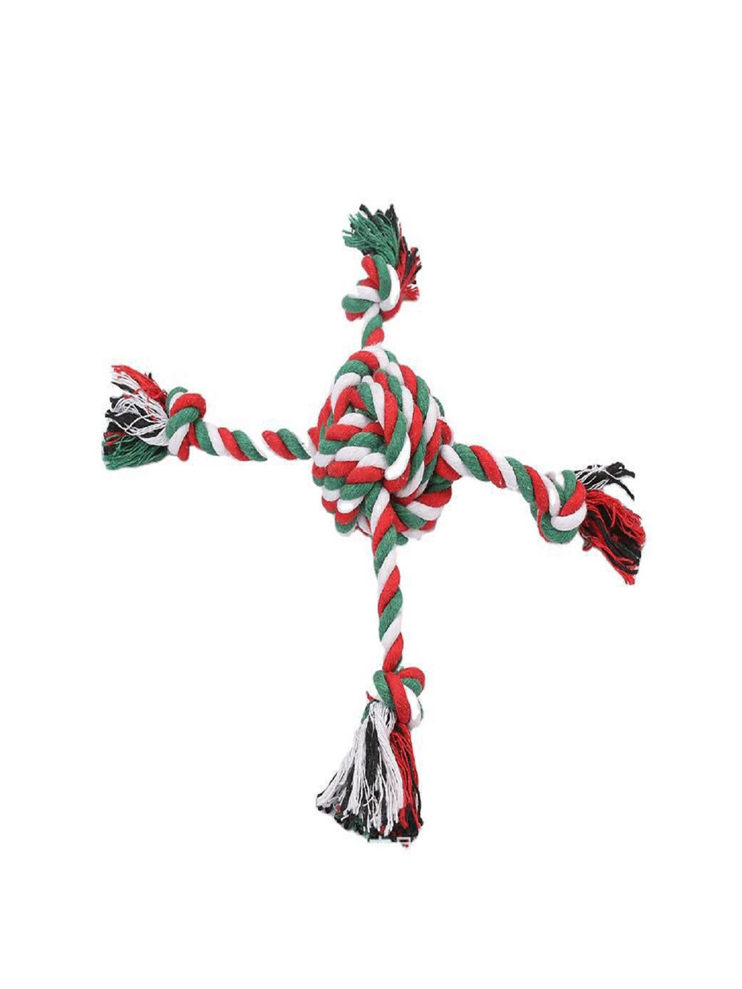 PAWCHIE Red & Green Cotton Braided Rope Ball Dog Toy Pet