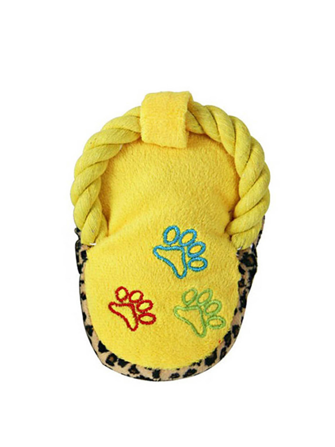 PAWCHIE Yellow & Brown Cotton Squeaky With Rope Plush Toy