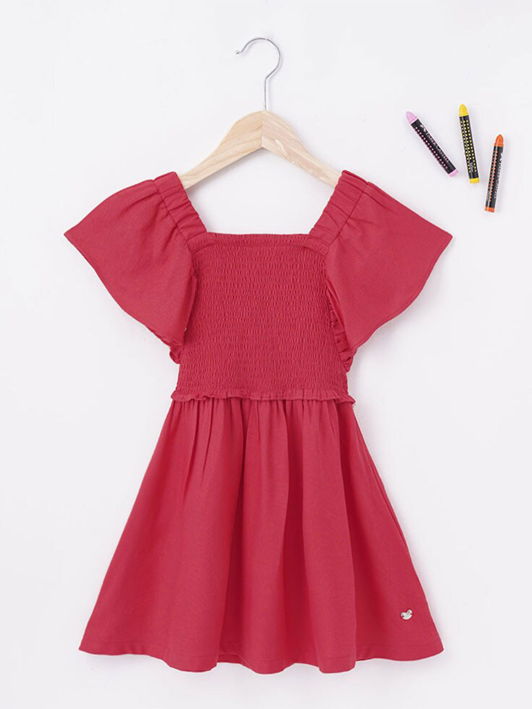Ed-a-Mamma Girls Red Smocked Dress