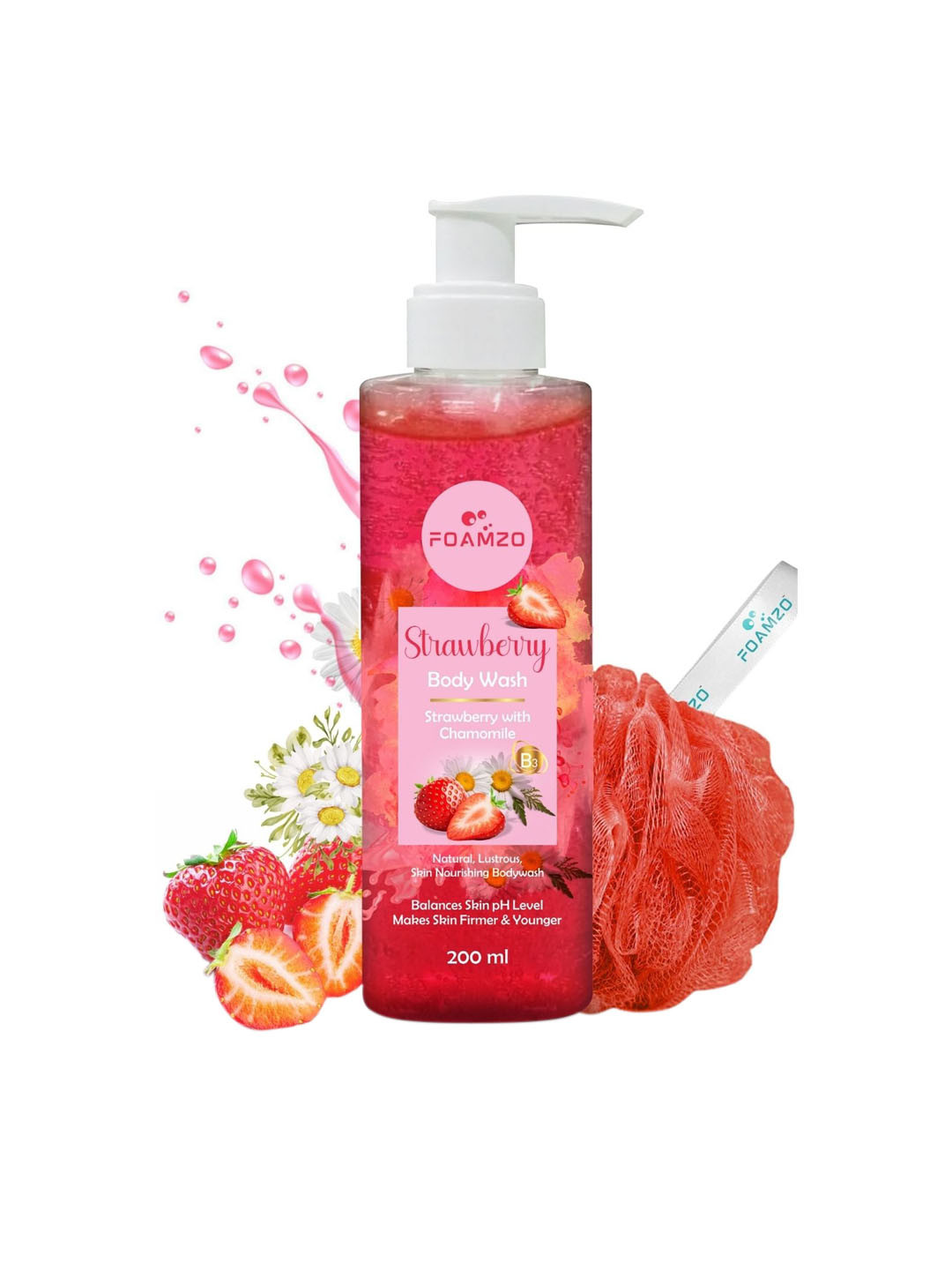 FOAMZO Strawberry Body Wash with Chamomile 200 ml