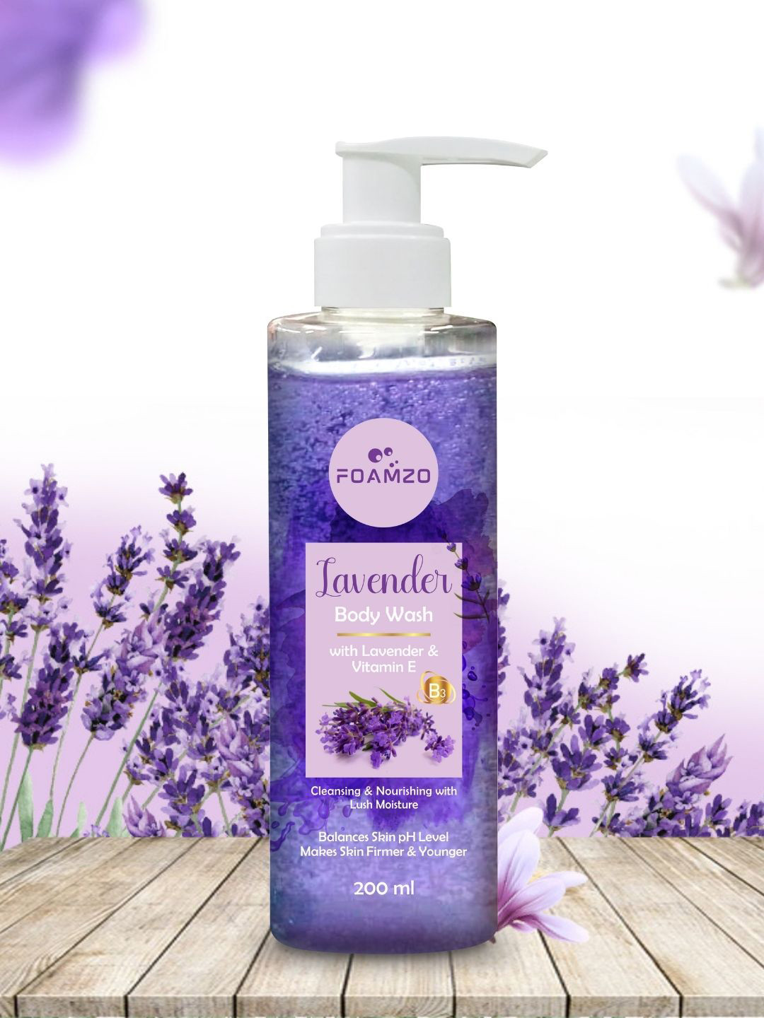 FOAMZO Lavender Body Wash with Vitamin E 200 ml