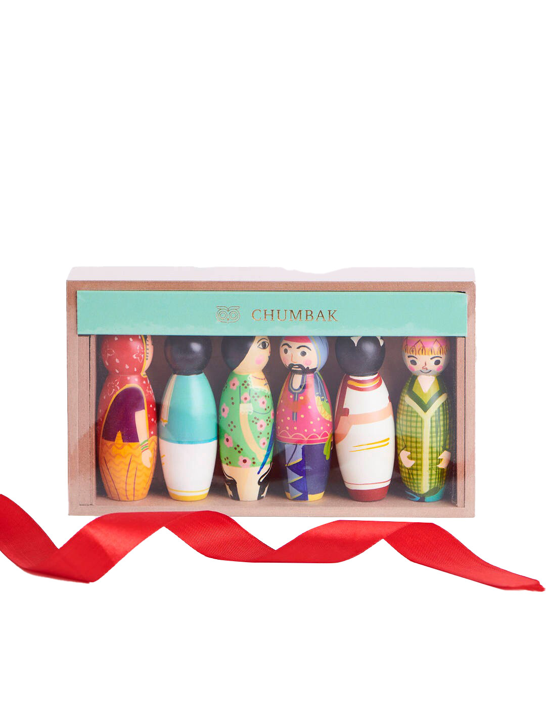 Chumbak People of india Blue Wood Natural Living Room Set of 6 Tiny Showpieces - 1.6 Inches