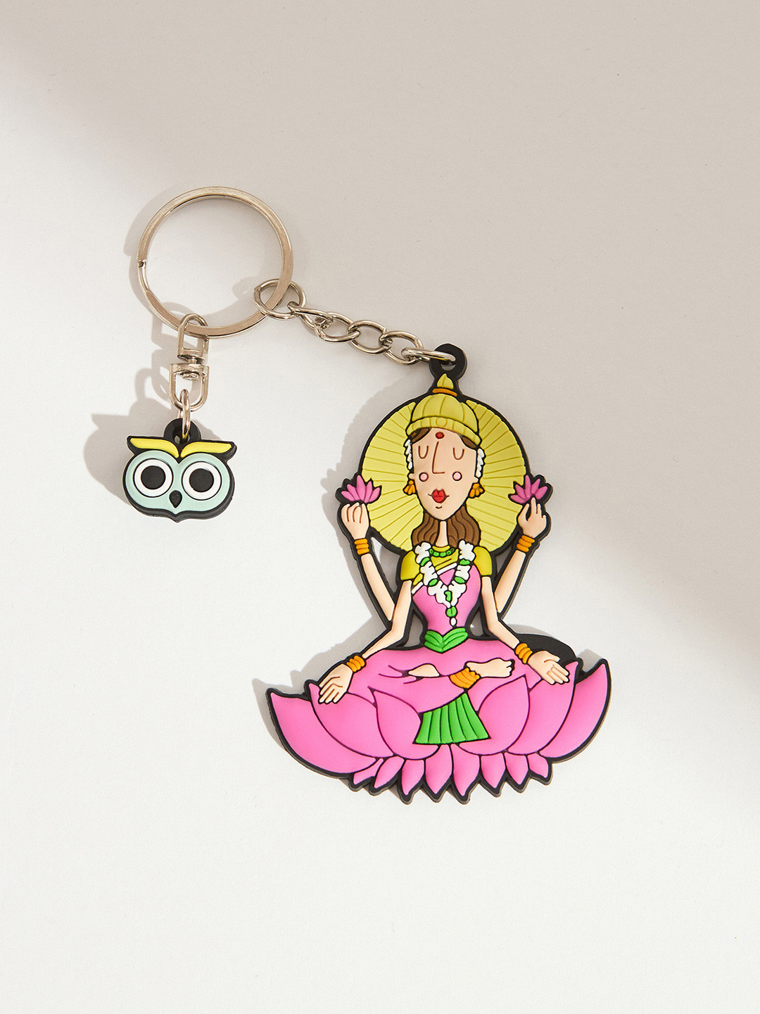 Chumbak Pink & Yellow Goddess Lakshmi Keychain