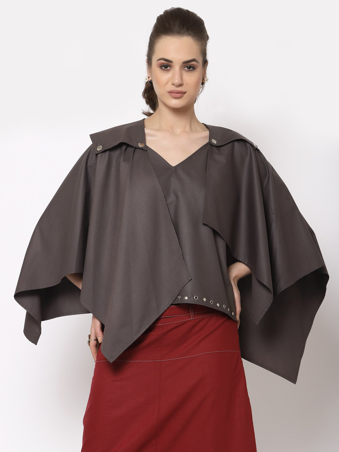 OFFICE & YOU Women Grey Cape Jacket