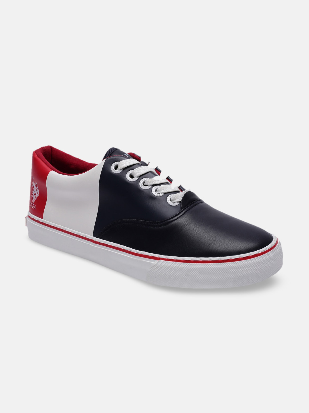 U S Polo Assn Men Navy Blue Colourblocked PU Oxfords