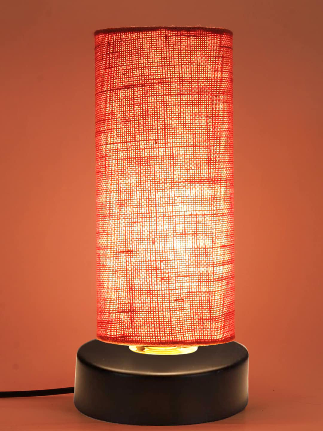 Devansh Pink Jute Shade With Round Iron Base Table Lamp