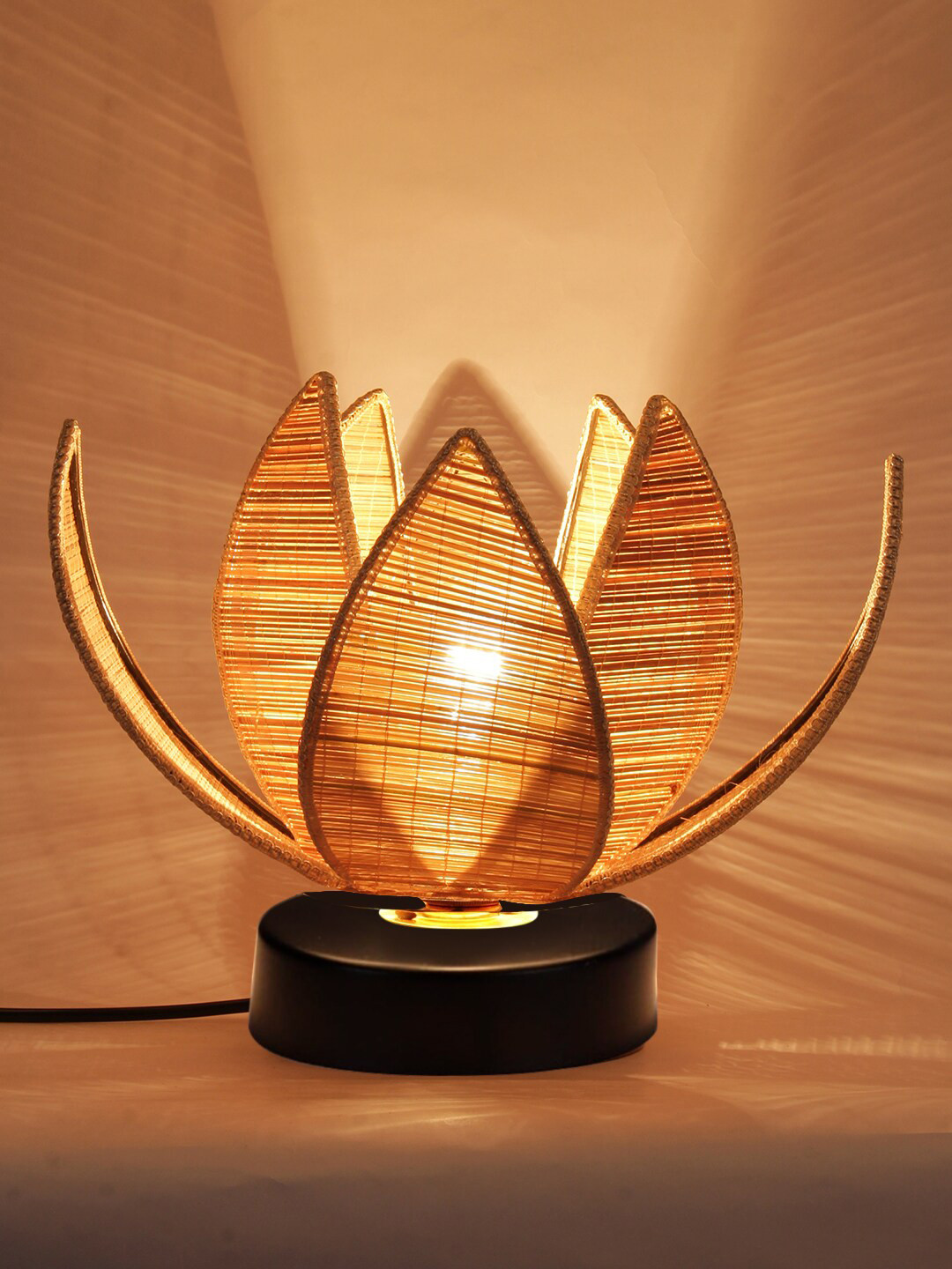 Devansh Beige Rose Shaped Iron Lamp with Jute Shade