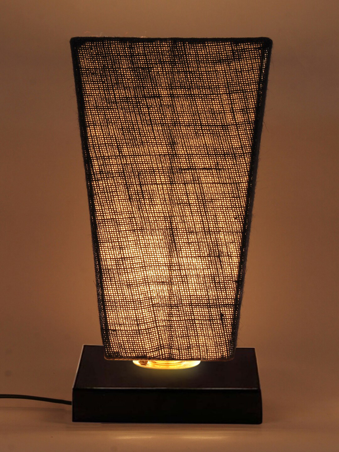 Devansh Blue Pyramid Iron Lamp with Jute Shade