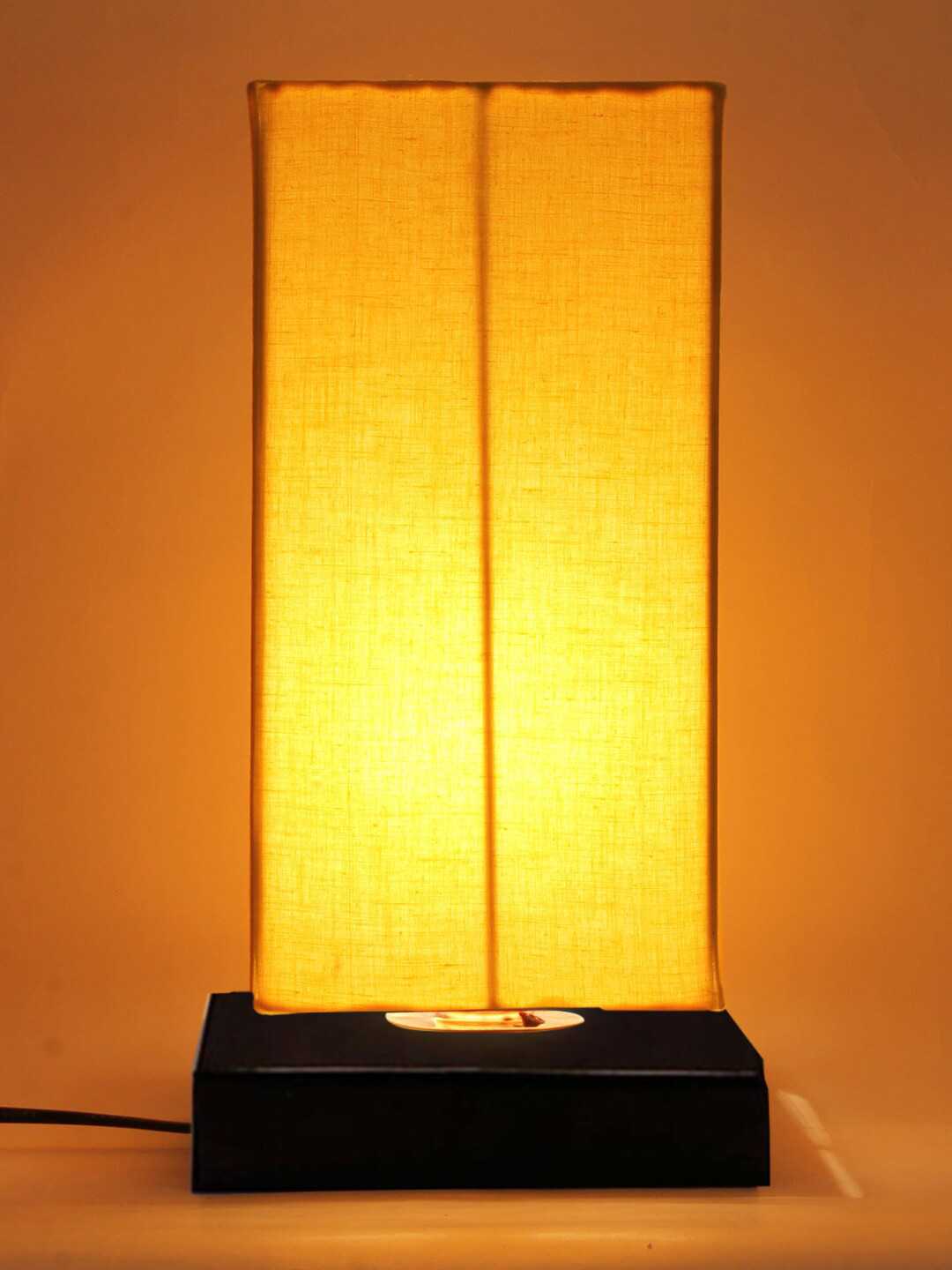 Devansh Yellow Solid Rectangular Cotton Shade Table Lamp