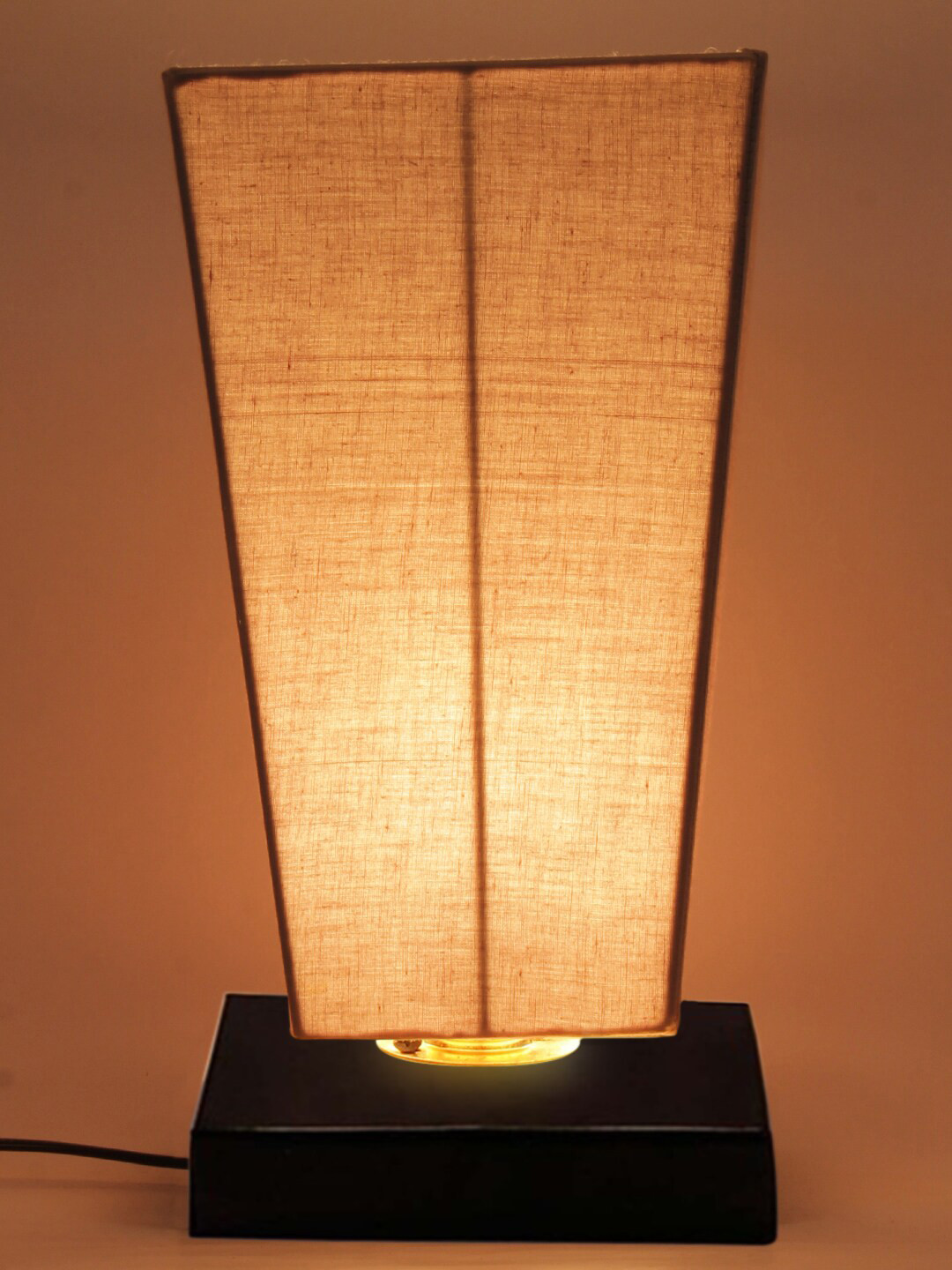 Devansh Grey Pyramid Cotton Shade with Square Iron Base Table Lamp