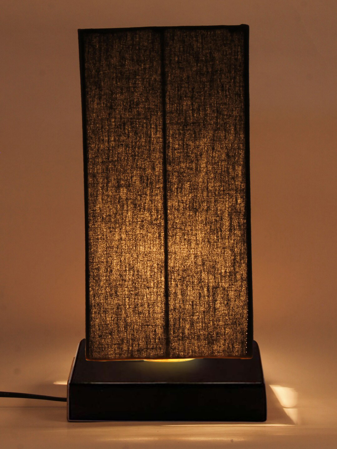 Devansh Black Cotton Shade With Square Iron Base Table Lamp