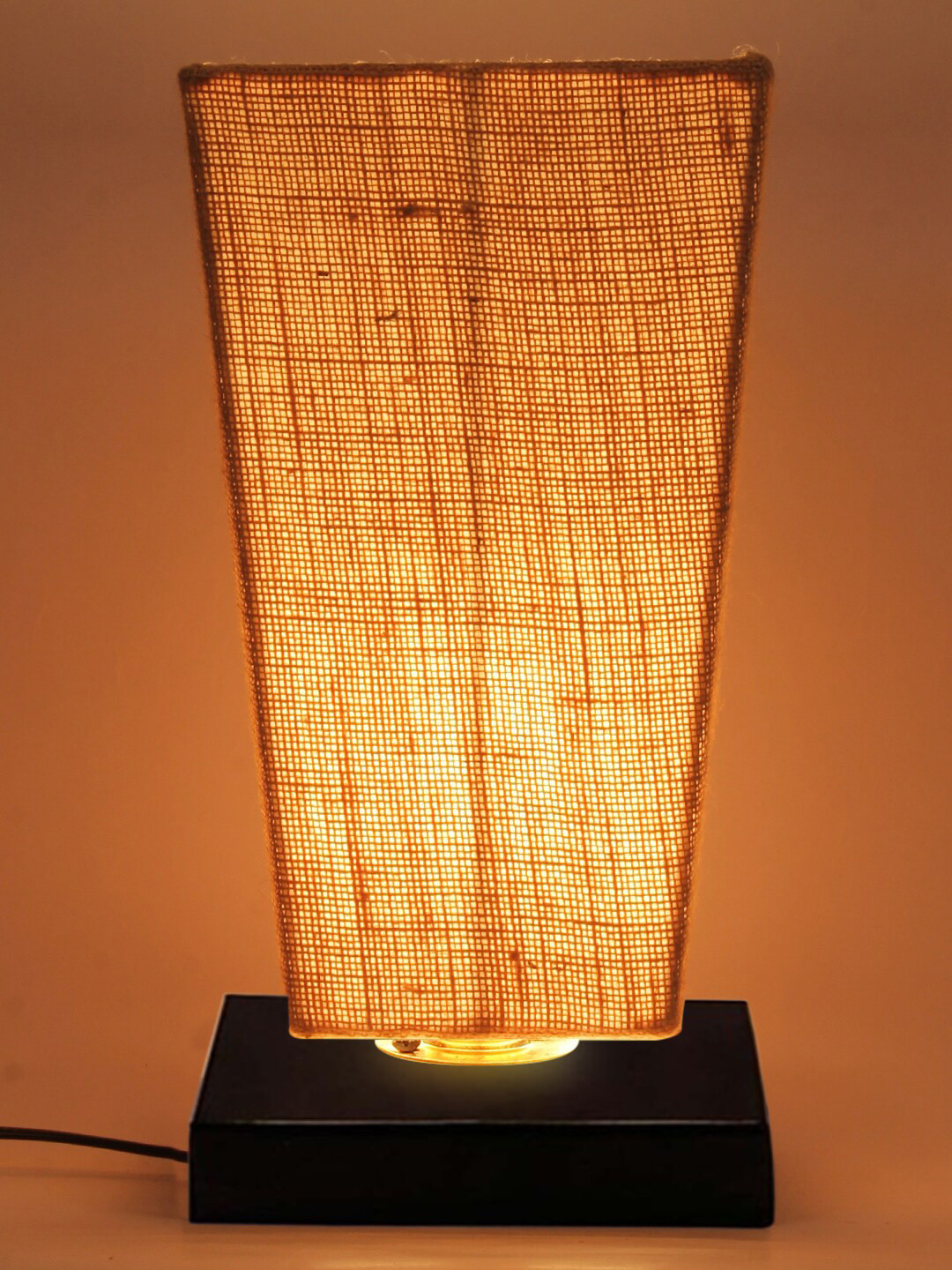 Devansh Beige Pyramid Iron Lamp with Jute shade