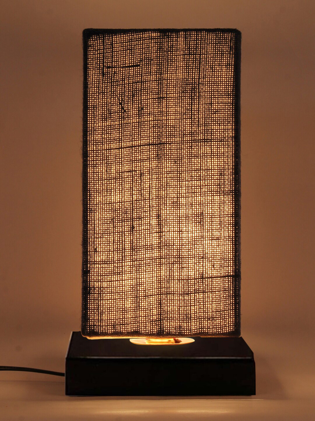 Devansh Navy Blue Jute  shade with Square Iron Base Table Lamp