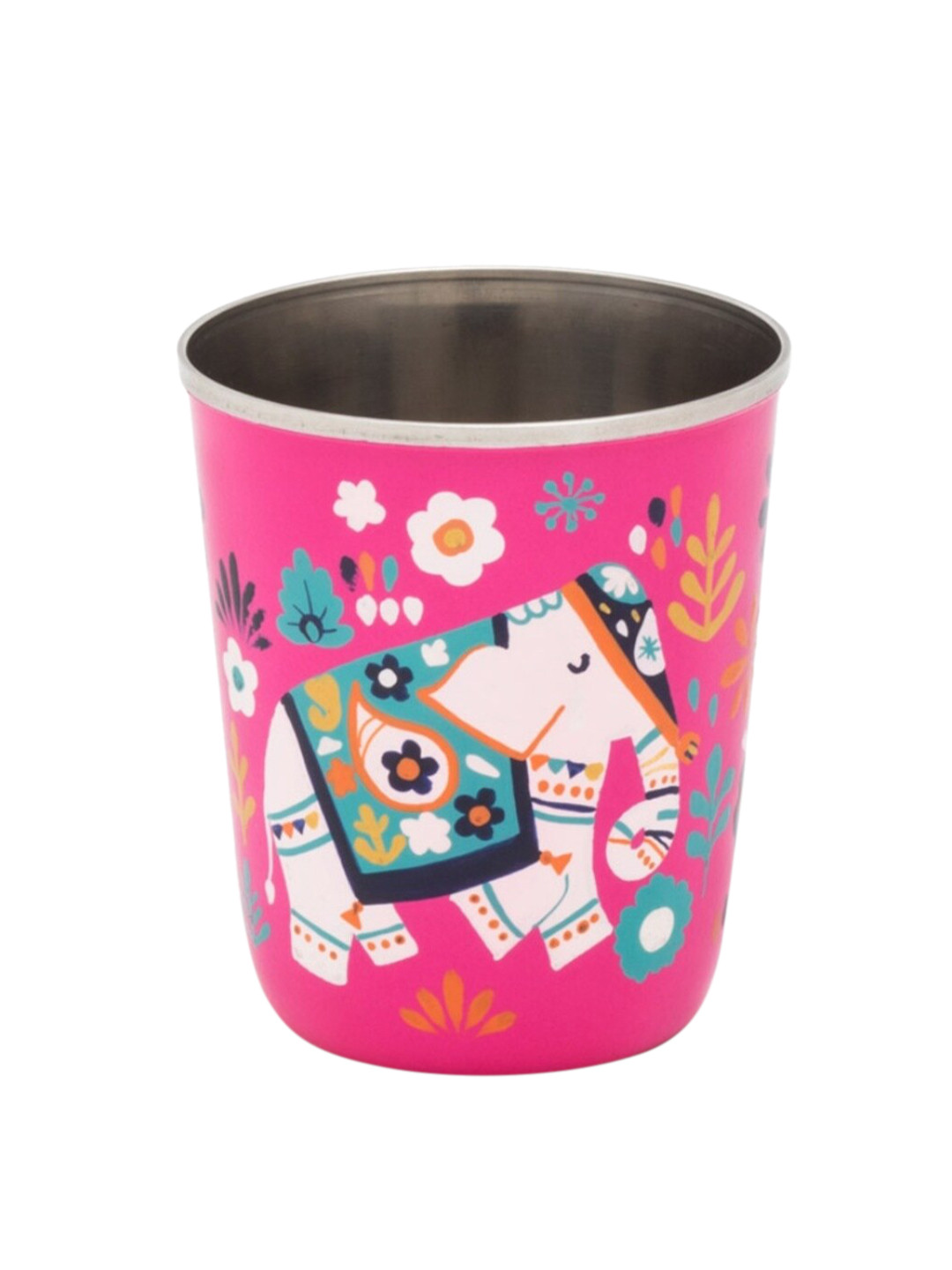 Chumbak Pink Animal Print Stainless Steel Handmade Mug-300ml