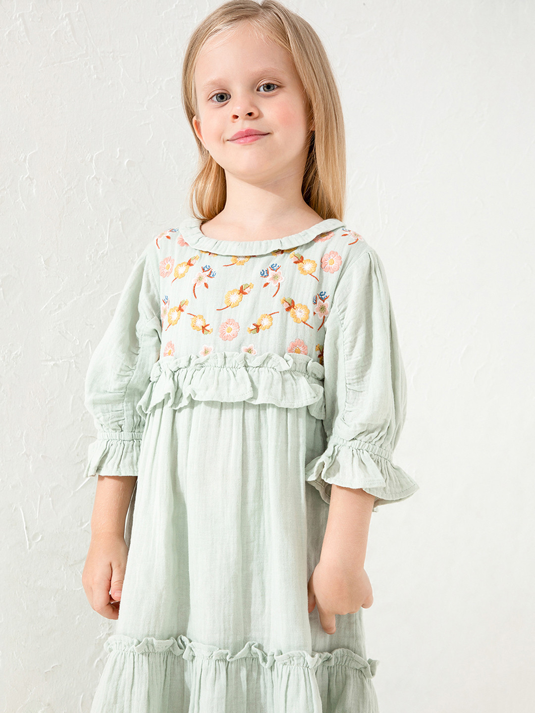 Cherry Crumble Green Floral A-Line Dress