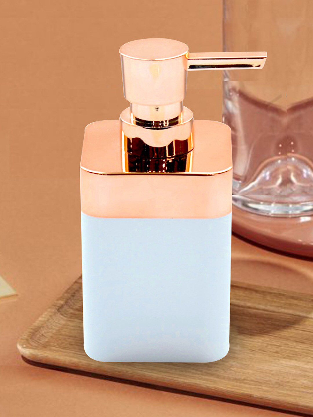 Tranquil square White 7 Roze-Gold Solid Polyresin Rectangular Soap Dispenser-250ml