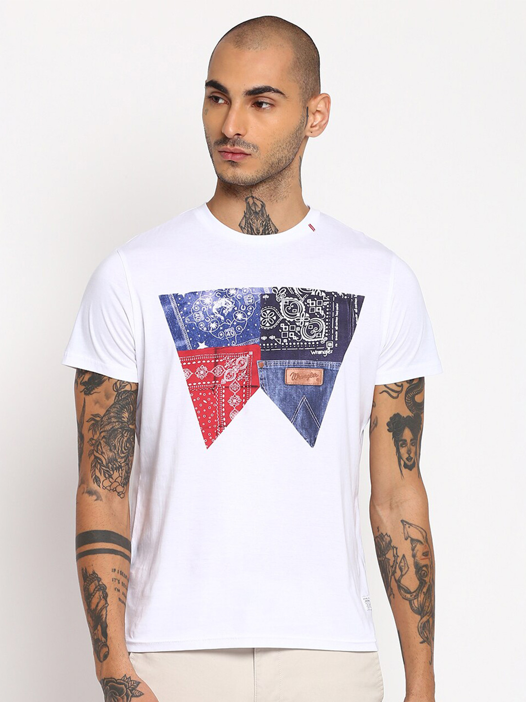 Wrangler Men White Printed T-shirt