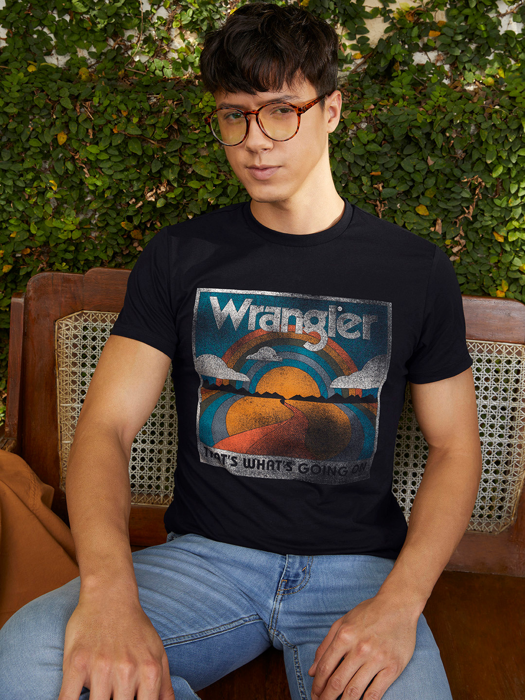 Wrangler Men Black Printed T-shirt