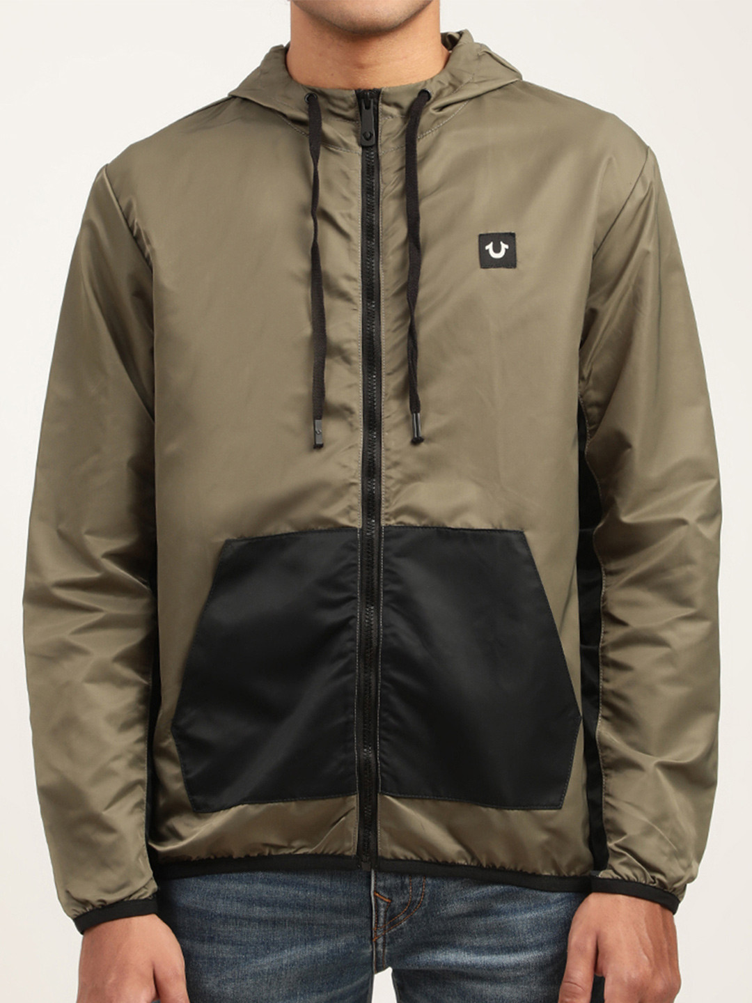 True Religion Men Green Colourblocked Lightweight Padded Jacket