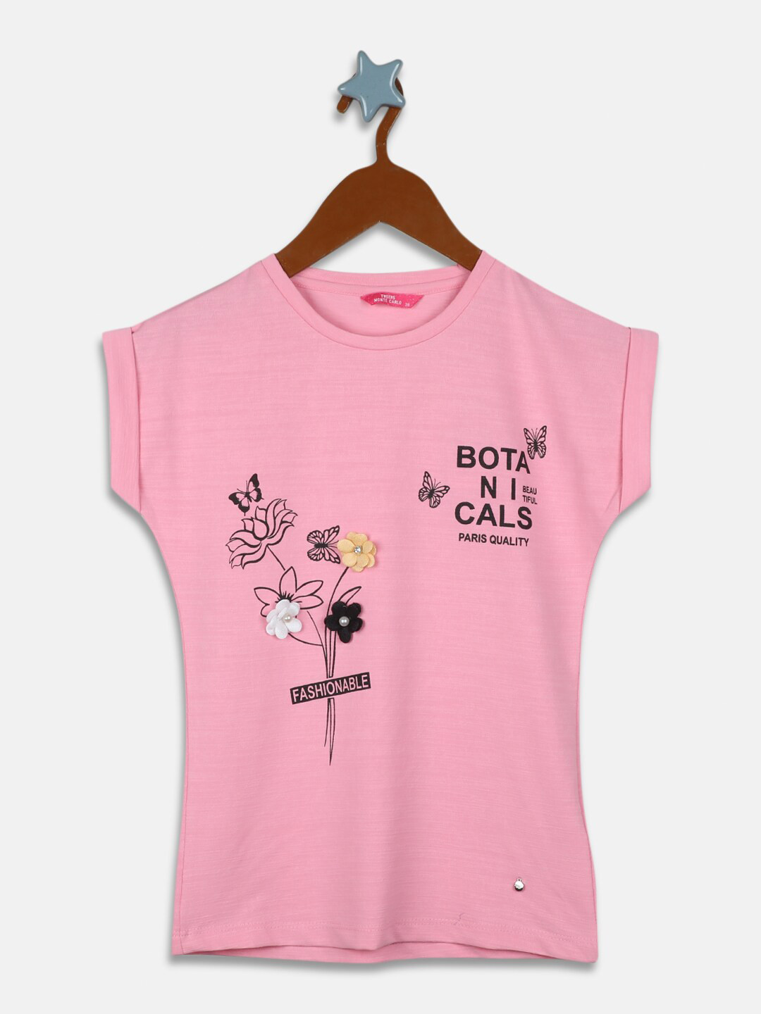 Monte Carlo Girls Pink Floral Print Extended Sleeves Top