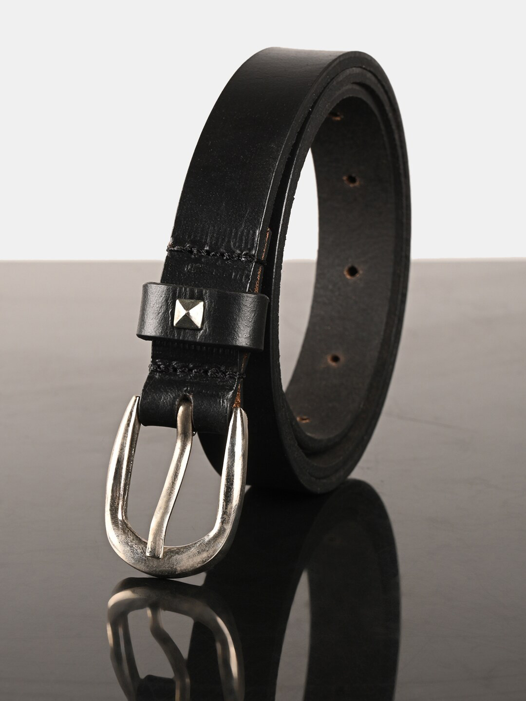 BuckleUp Women Black Leather Belt