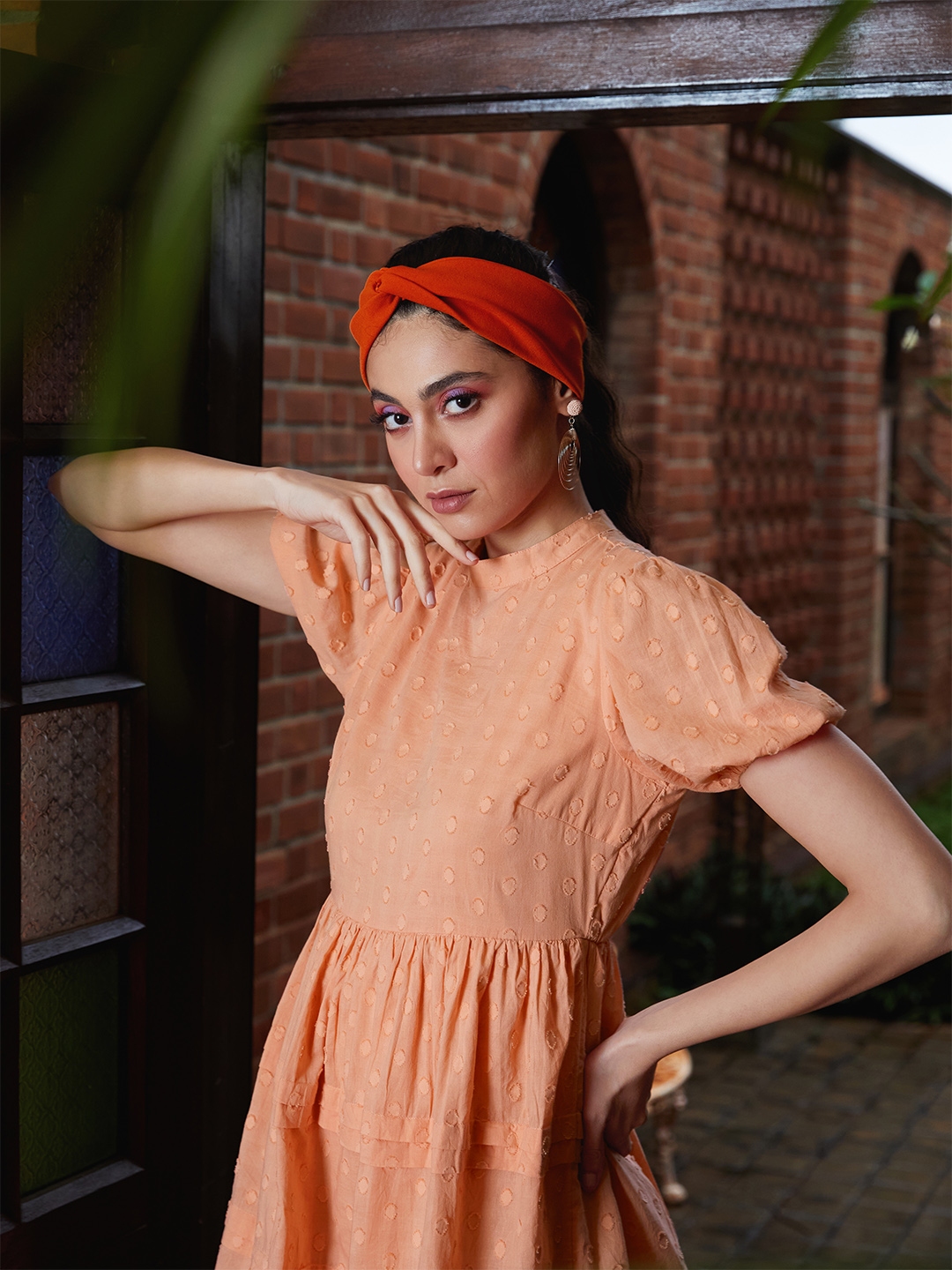 Coral fit sales and flare dress