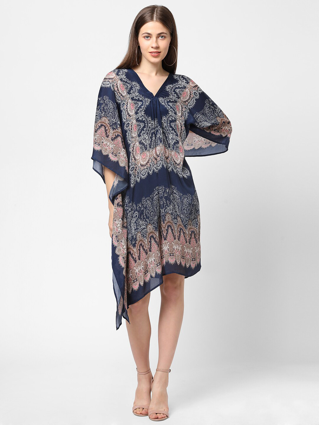 Cloth Haus India Blue & White Tribal Kaftan Dress