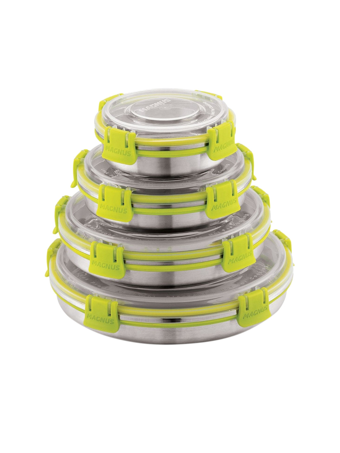 Magnus Chocolate Klip Lock Silver Stainless Steel Air Tight 4 Piece Clip-On Graduated Container