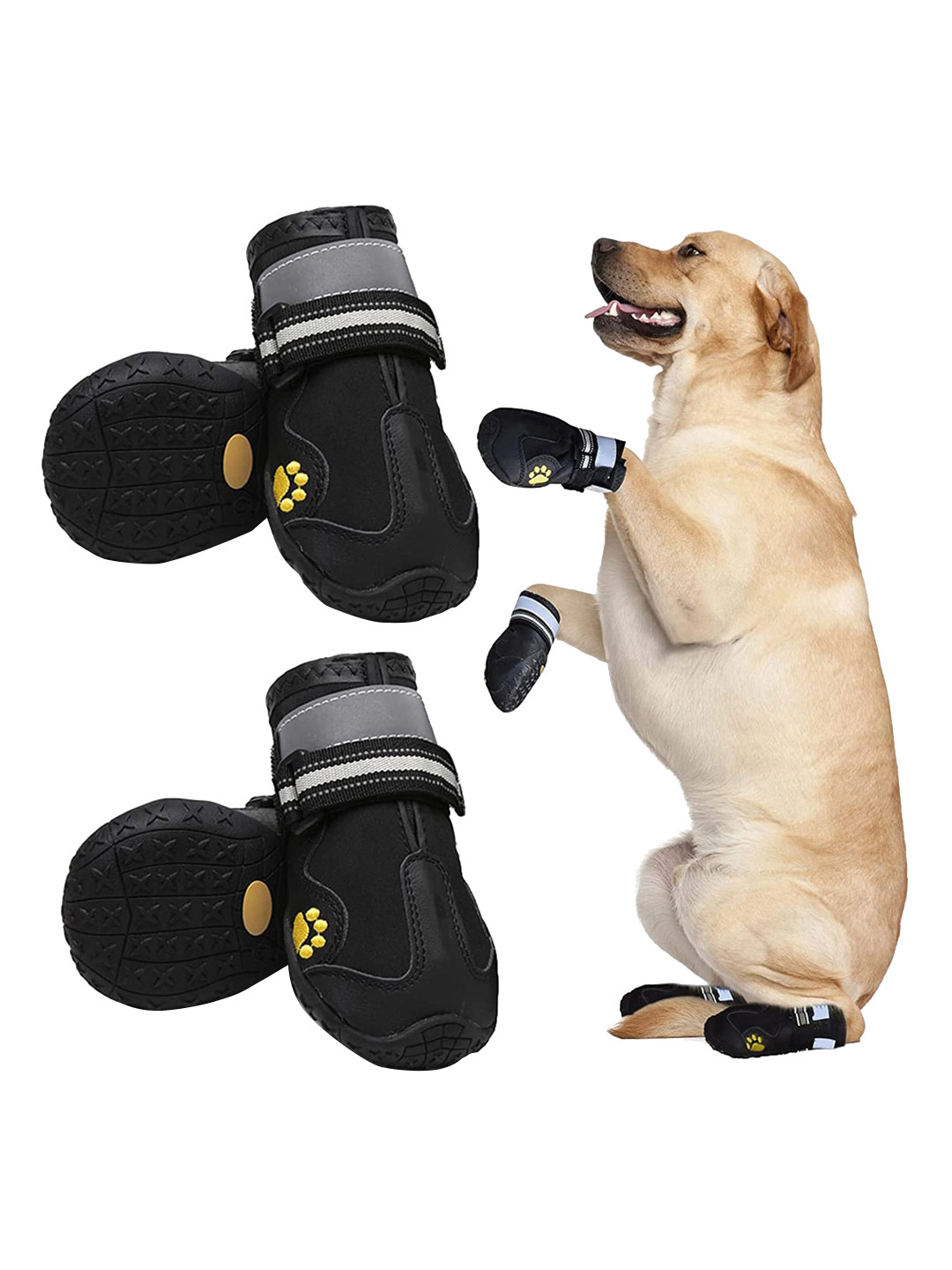 PAWCHIE Black Self-Design Rubber Dog Shoes