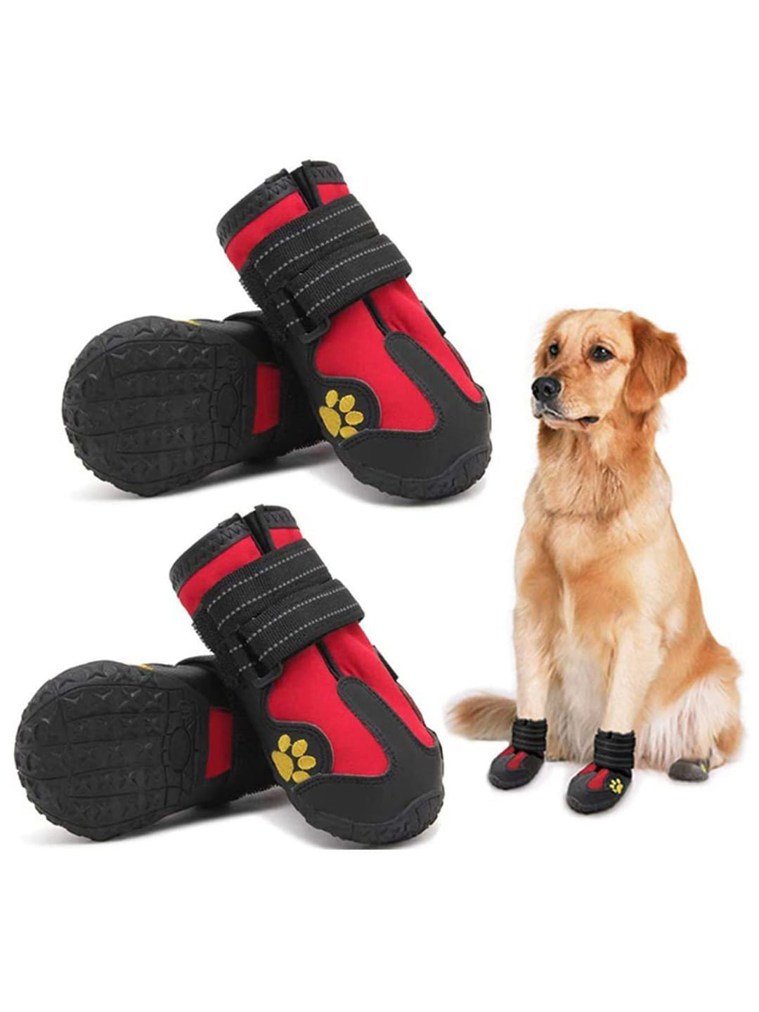 PAWCHIE Red & Black Printed Rubber Dog Shoes