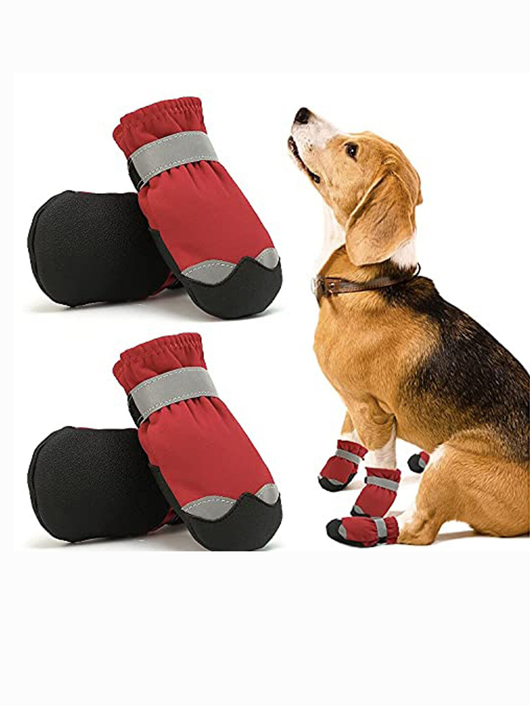 PAWCHIE Red & Black Textured Dog Shoes