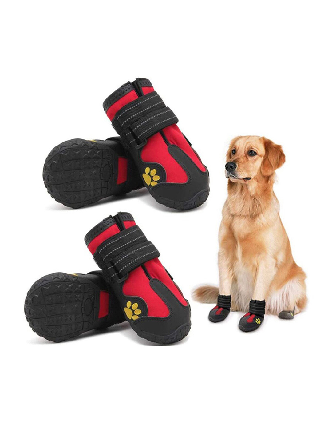 PAWCHIE  Red & Black Printed Rubber Dog Boots