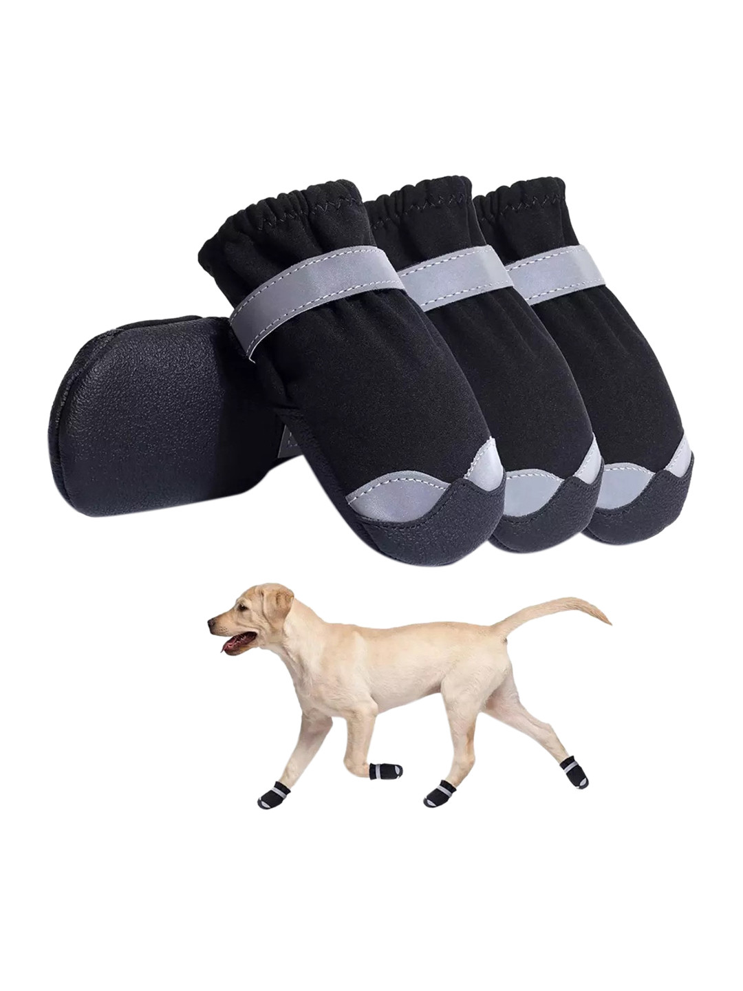 PAWCHIE Black & Grey Printed Anti-Slip Rubber Dog Shoes