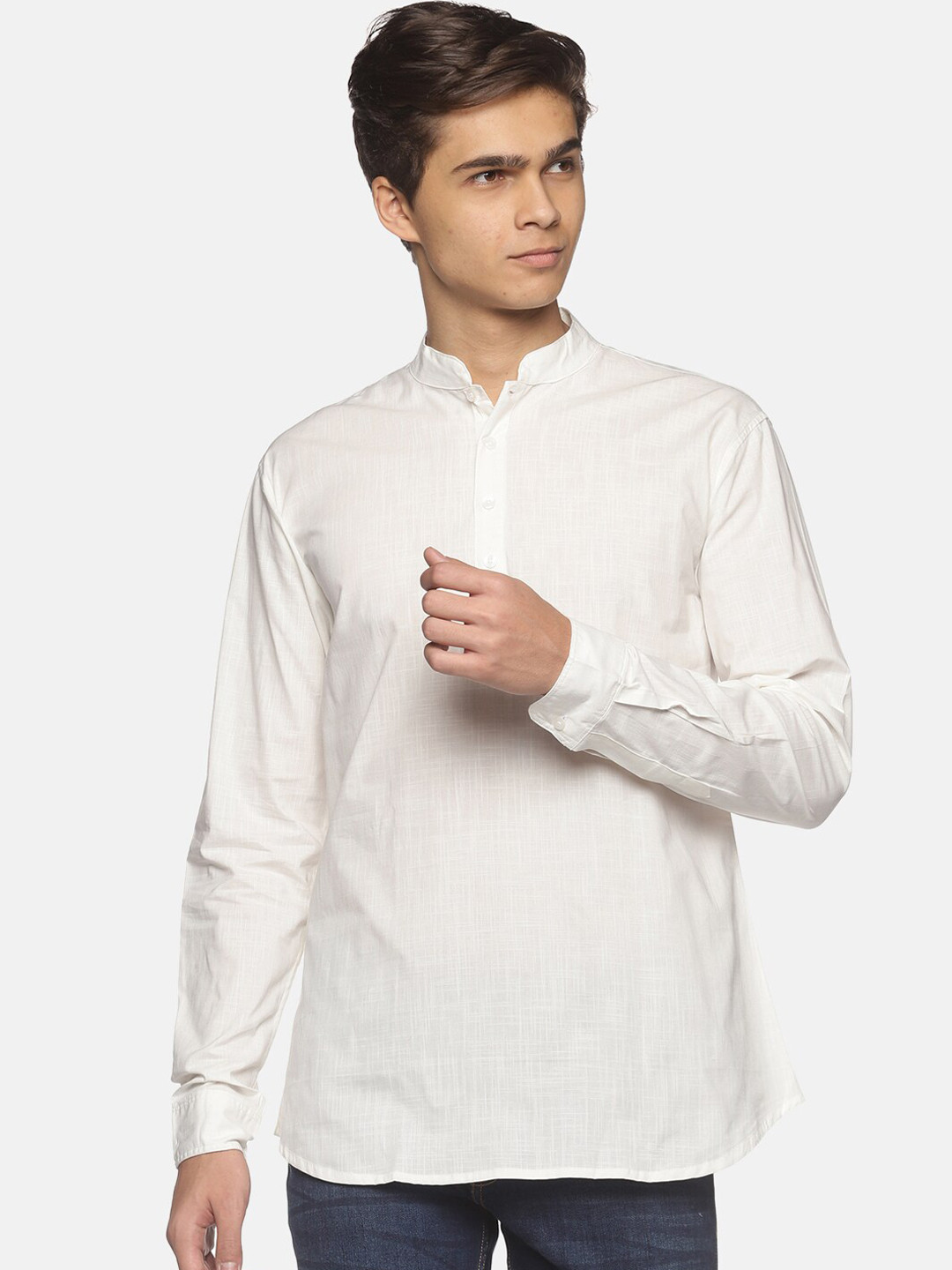 Sethukrishna Men Cream-Coloured Cotton Kurta