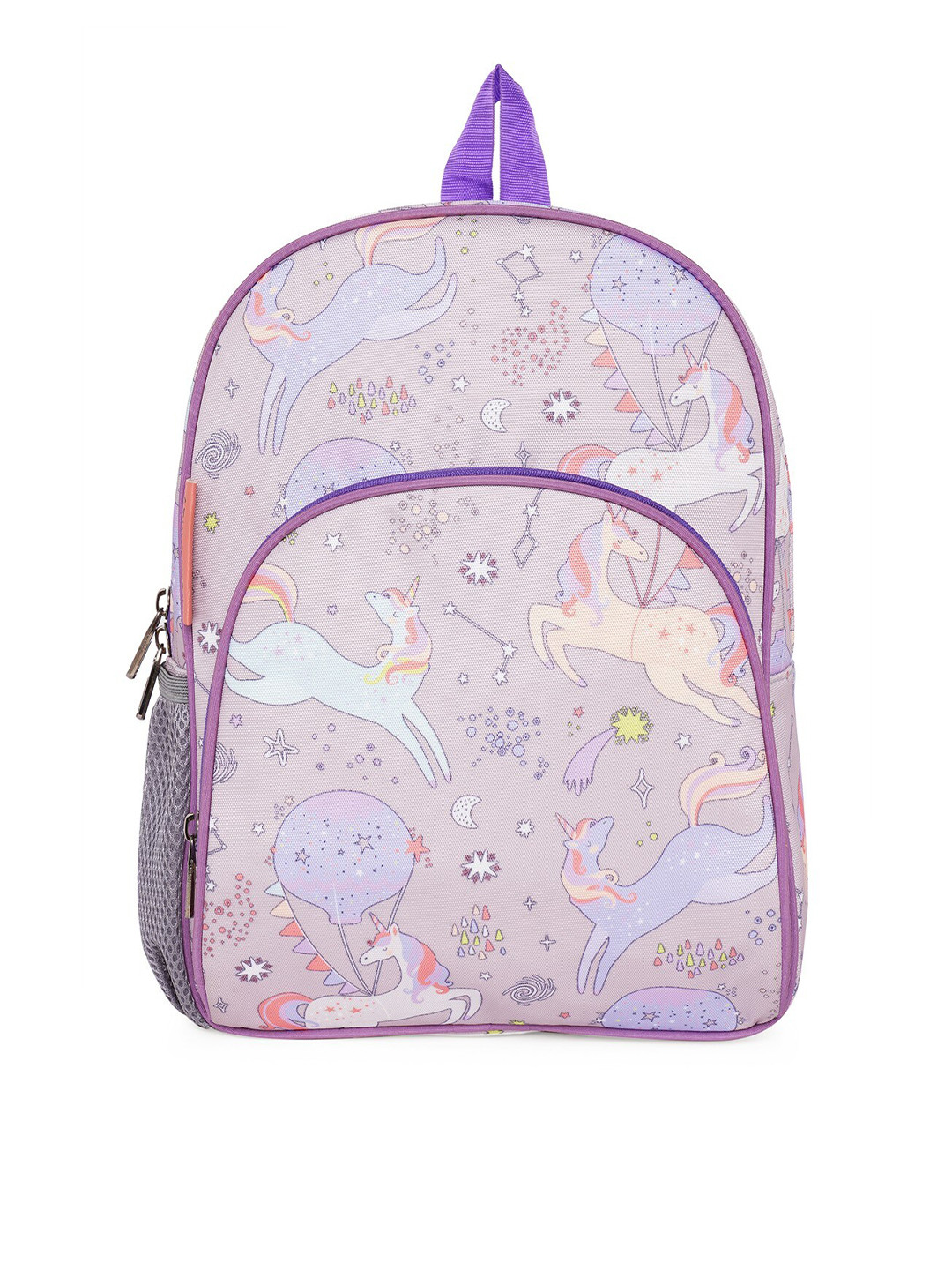 GEPACK Unisex Kids Purple Unicorn Print School Backpack