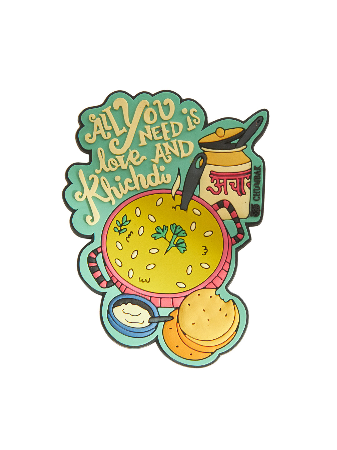 Chumbak Green & Yellow Decorative Fridge Magnet