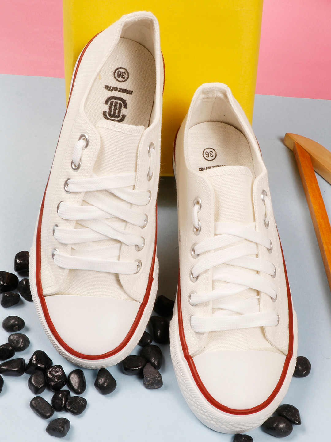 MOZAFIA Women Canvas Lace-up Casual Low Top Sneakers