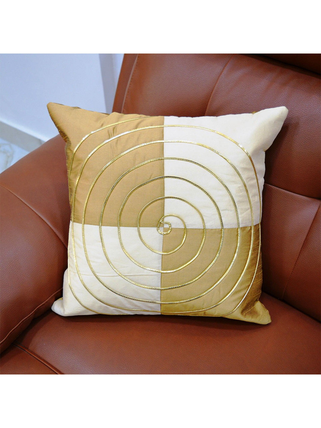 Tranquil square Checks Polyester Silk Lightweight 5 Pcs Patchwork Cushion Covers -16x16In