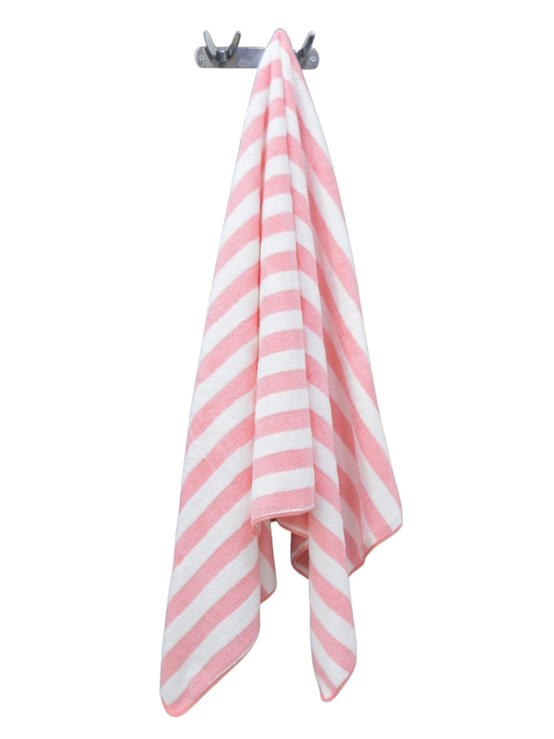 Tranquil square Pink & White Striped 650 GSM Cotton Bath Towel