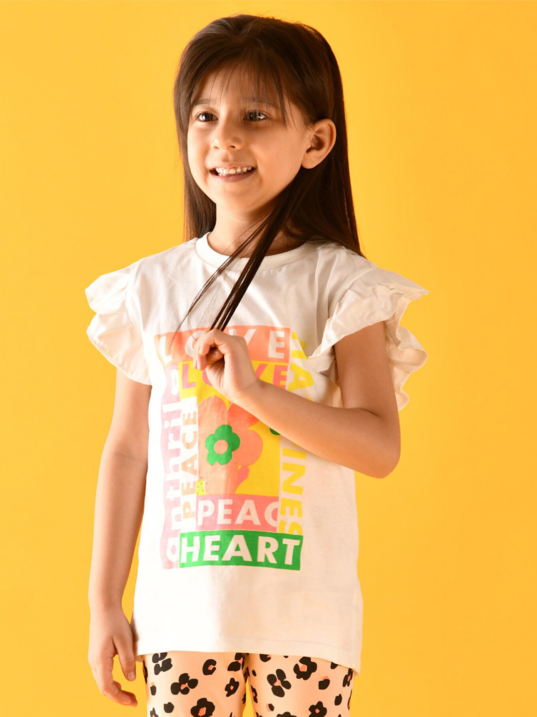 Anthrilo Girls White Printed T-shirt