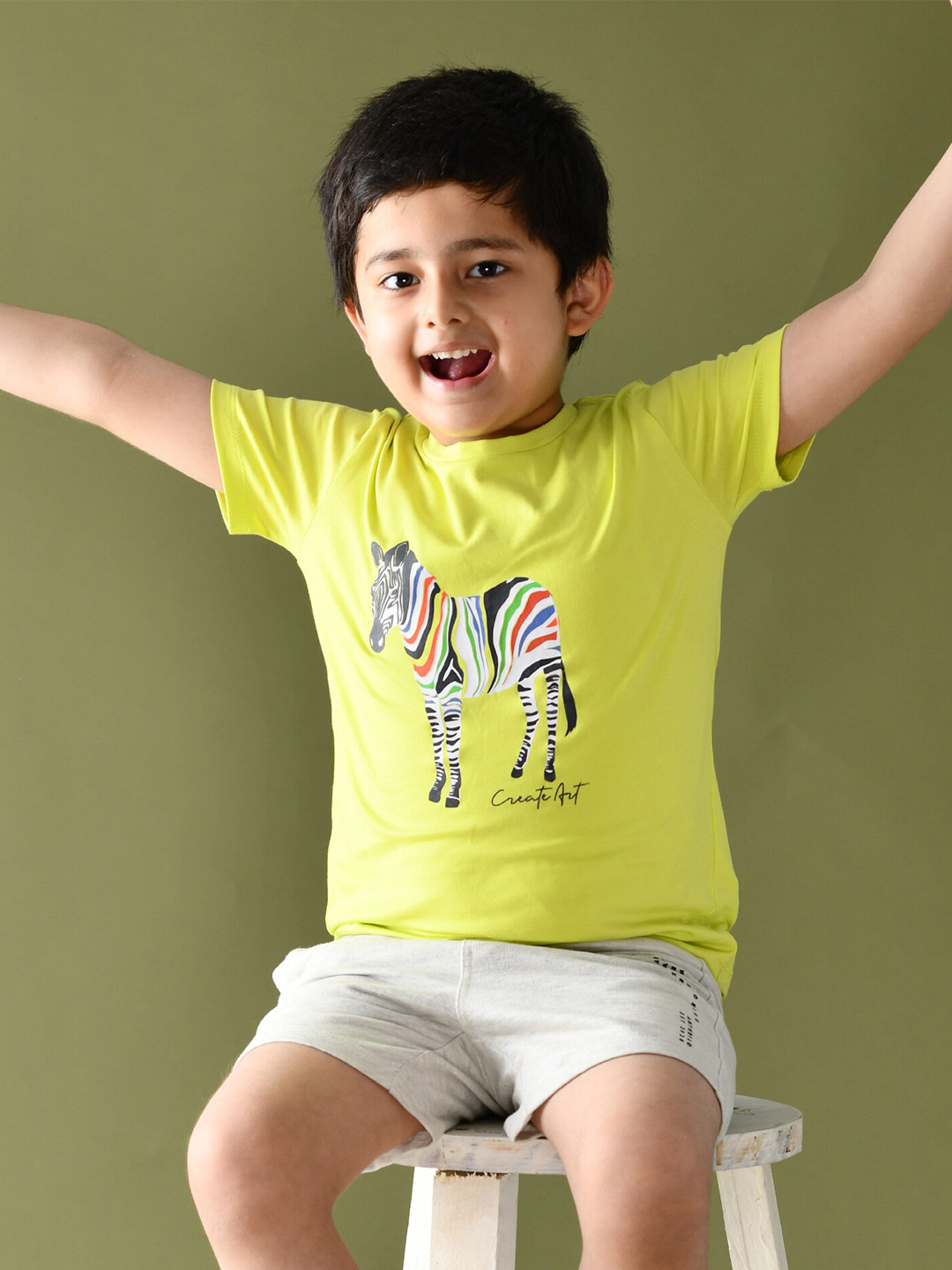 Anthrilo Boys Lime Green Printed T-shirt
